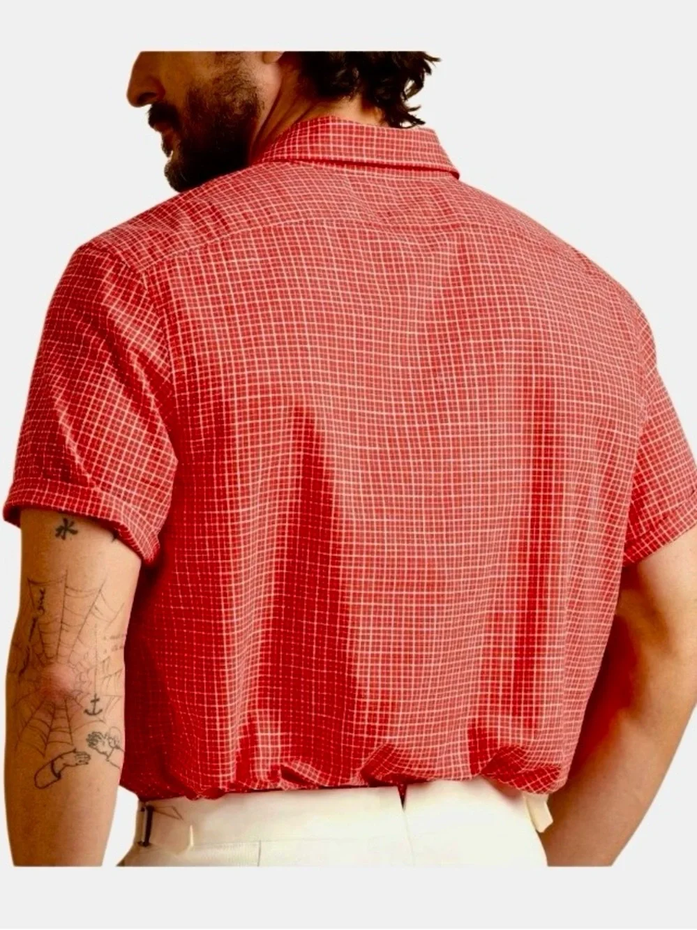 Banana Republic Relaxed Fit Organic Cotton Check Shirt in Red/White Mens XXL